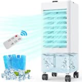 3-In-1 Evaporative Air Cooler, Cooling Fan with 3 Modes & 3 Speeds, Windowless Air Conditioner with 12-H Timer Remote Control, Swamp Cooler w/60° Oscillation, Portable Air Conditioner for Room/Office