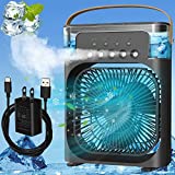 Portable Air Conditioner,Personal Air Cooler Small Quiet Evaporative with AC Adapter,Mini Humidifier Misting Fan, 1/2/3 H Timer, 3 Speeds,60°Adjustment for Office, Home, Room,Dorm,Outdoor - Black