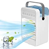 Portable Air Conditioner, 120° Oscillating Evaporative Personal Air Cooler with 4 Speeds Rainbow LED Light,2 Spray Humidify,2/4/6H Timer,600ml Tank,Low Noise, Desktop Office, Home, Bedroom, Dormitory, Travel