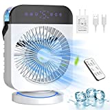 Portable Air Conditioner, Mini Personal Evaporative Air Cooler With 4 Speeds, Oscillation/Humidifier/Timing Function, Small Desktop Cooling Fan With Led Light& Remote Control For Bedroom Office Camping