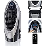 Honeywell 300-420CFM Portable Evaporative Cooler, Fan & Humidifier with Ice Compartment, Carbon Dust Filter & Remote, CS10XE, Silver/Black