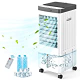 Evaporative Air Cooler, 3-IN-1 Portable Air Conditioner Fan 2.64 Gallon Water Tank, 90° Oscillation, Remote, 3 Speeds, 7H Timer, w/Cooling & Humidifier, Ultra Quiet Evaporative Coolers for Room Home Office