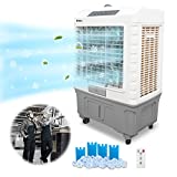 Outdoor AC- Evaporative Air Cooler, Portable Air Conditioner, Filter with Touch Controls, Large Quiet Electric 5300 Cubic Feet per Minute, , 13.2 Gallon Water Tank and 360° Wheels, Cools 1850.00 Square Feet for commercial Office Home