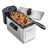 Hamilton Beach 35032 Professional Grade Electric Deep Fryer, Frying Basket with Hooks, 1500 Watts, 3 Ltrs New for 2021, Stainless Steel (Renewed)