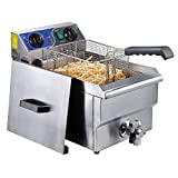 Yescom Commercial Professional Electric 11.7L Deep Fryer Timer and Drain Stainless Steel French Fry Restaurant Kitchen