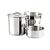 All-Clad E796S364 Specialty Stainless Steel Dishwasher Safe 12-Quart Multi Cooker Cookware Set, 3-Piece with 1 lid, Silver