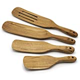 As Seen On TV, FAAY Spurtles Set of 4, Natural Kitchen Utensils for Cooking, Mixing, Salad Serving, 100% Handmade from High Moist Resistance Real Teak, for Non Stick Cookware - Instant Pot