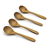 FAAY Round Wood Soup Spoons, Teak Tableware and Flatware Handcrafted from High Moist Resistant Teak, Healthy Spoons, 100% Eco-friendly Spoons