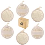 Face Loofah Pads Exfoliating Scrubber, Natural Luffa Facial Cleanser Pad Sponges Exfoliator Scrub Brush 6 Pack for Body Back Dead Skin Cleansing Washing Suitable for Men Women Bath Shower Spa Massage