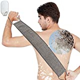 Loofah Back Scrubber for Shower, Natural Soft Flax Back Exfoliator Cleaner for Shower Acne, Extra Long Back Scrub Washer, Dual-Sided Bath Exfoliating Scrubber, Deep Clean&Invigorate Skin for Men/Women