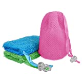 Linkidea 3 Pcs Soap Bag, Exfoliating Soap Saver Pouch, Exfoliator Sponge Soap Pocket Drawstring Bags, Body Scrubber for Bath Shower (Three Random Color)
