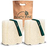 Fancy Pine Loofah Sponge for Exfoliating Skin - Hard to Soft Customizable, Yuck Free, 100% Natural Organic Egyptian Luffa Cylindrica Shower Loofahs - Body Puff Scrubber Sponge for Cellulite, Dry Skin