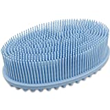 Exfoliating Silicone Body Scrubber Silicone Bath Brush Silicone Shower Loofah for Gentle Massage Skin Long Lasting Lathers Well Easy to Clean More Hygienic Than Traditional Loofah Body Brush (Blue)
