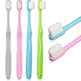 4 Pieces Extra Soft Toothbrush Micro Nano Manual Soft Toothbrush with 20,000 Soft Floss Bristles for Gum Care Protect Fragile Gums Adult Kid Children Good Cleaning Effect (Blue, Grey, Green, Purple)