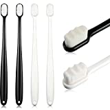 4 Pieces Extra Soft Toothbrushes 20000 Bristle Toothbrush Micro Nano Manual Toothbrush for Fragile Gums Adult Kids Children (Black, White)