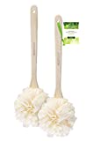 EcoTools EcoPouf Bath Brush, Shower Loofah with Ergonomic Handle, Cleans Hard to Reach Areas, Deep Cleansing and Exfoliating, Set of 2, Perfect for Men & Women