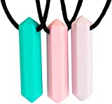 Tilcare Chew Chew Sensory Necklace – Best for Kids or Adults That Like Biting or Have Autism – Perfectly Textured Silicone Chewy Toys - Chewing Pendant for Boys & Girls - Chew Necklaces (3-Pack)