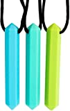 Tilcare Chew Chew Pencil Sensory Necklace 3 Set - Best for Kids or Adults That Like Biting or Have Autism – Perfectly Textured Silicone Chewy Toys - Chewing Pendant for Boys & Girls - Chew Necklaces