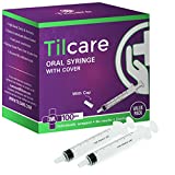 3ml Oral Dispenser Syringe with Cover 100 Pack by Tilcare - Sterile Plastic Medicine Droppers for Children, Pets & Adults – Latex-Free Medication Syringe Without Needle - Syringes for Glue and Epoxy