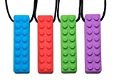Tilcare Chew Chew Sensory Necklace 4-Pack – Best for Kids or Adults That Like Biting or Have Autism – Perfectly Textured Silicone Chewy Toys - Chewing Pendant for Boys & Girls - Chew Necklaces