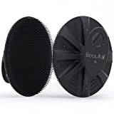 BEAUTAIL Silicone Body Scrubber Shower Bath Wash Brush Gentle Exfoliating Scrub Cleansing Loofah for Women Men Baby Sensitive Skin, Easy to Clean, Lather Nicely, More Hygienic, 1 Pack, Black