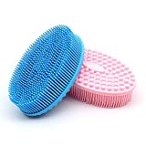 Agirlvct Silicone Loofah Body Scrubber, Soft Rubber Loofahs,Sponge Scrubber Brush,Loofa Bath Shower Kit,Silicon Back Scrubber Eco for Gym Massaging Travel Baby Kids Men Family (Blue Pink)