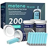 Metene TD-4116 Blood Glucose Test Strips, 200 Count Test Strips for Diabetes, Use with metene TD-4116 Blood Glucose Monitor Only