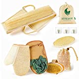ATTEASAY Natural Loofah Exfoliating Body Sponge Scrubber, Exfoliating Natural Loofah Body Glove Back Scrubber for Shower Bath Spa to Clean Skin Back Deeply (6 PCS)