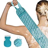 S&R PLKOP Exfoliating Back Scrubber, Exfoliating Glove and Shower Loofah Set(3 Packs), Bath Exfoliating Body Scrubber for Women(31.5 * 3.7 inch)