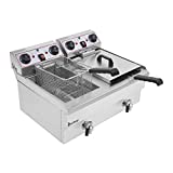 ZOKOP Commercial Stainless Steel Deep Fryer with Basket,3400W 24.9QT Double Tank Easy Clean Deep Fryer with Removable Stainless Steel Oil Tank and Temperature Control for Restaurant,Home,Bar,Party (Double Tank)