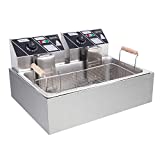 ZOKOP Eh83O 110V Oil Consumption 12.7Qt/12L Oil Pan Total Capacity 23.26Qt/22L Stainless Steel Large Single-Cylinder Electric Fryer 5000W Max