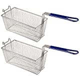 2PCS Deep Fryer Basket With Non-Slip Handle Heavy Duty Nickel Plated Iron Construction 13 1/4' x 6 1/2' x 6' Commercial Use