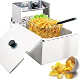 Deep Fryer with Basket - 1700W Electric Deep Fryers 0.6mm Thickened Stainless Steel Countertop Oil Fryer, 6.3QT/6L Large Capacity for Commercial Home Use with Temperature Limiter