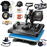 5 in 1 Heat Press Machine,360-degree Rotation Digital Combo12' x 15' Multifunctional Swing Away Digital Sublimation Heat Transfer Machine for T-Shirts, Hat, Mug, Mouse Pads, Tablecloth
