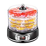 VIVOHOME Electric 400W 6 Trays Round Food Dehydrator Machine with Digital Timer and Temperature Control for Fruit Vegetable Meat Beef Jerky Maker BPA Free Black