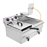 Heavy Duty Electric Stainless Steel Deep Fryer, With Basket (24.9QT/ 23.6L Oil Capacity)
