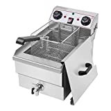 1700W EH101V 8.5QT/8L Stainless Steel Single Tank Deep Fryer with 8L Basket Faucet Large Capacity Eletric Air Fryer Commerical Home Use (Single cylinder)