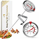 Deep Fry Thermometer With Pot Clip 8' - Instant Read Food Thermometer | Oven Thermometers | Mechanical Meat Thermometer For Grilling | Candle Making Thermometer | Baking Thermometer, Candy Thermometer