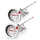 2 Packs Candy/Deep Fry Thermometer with 12'' Food Grade Probe and Clip, Fast Instant Read Large 2' Dial,Temperature Range 100 to 500 ºF / 38 to 260°C,for Candy,deep Fry BBQ (2, 12)