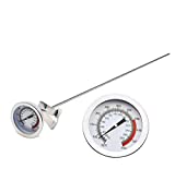 Lightbeam 16' Long Stem Deep Fry Thermometer with Clamp, Instant Read 2' Dial Meat BBQ Thermometer for Deep Fry, Grill, Turkey, Candy, Coffee etc