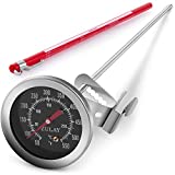 Zulay 12-Inch Instant Read Thermometer with Clip - Large Dial Oil Thermometer Deep Fry Thermometer with Pointed Tip - Stainless Steel Cooking Thermometer for Frying Oil, BBQ Grilling, Cooking, Turkey
