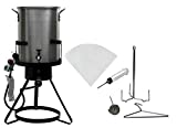 Outdoor Heavy Duty 50,000 BTU Propane 30 Quart Deep Turkey Fryer with Pot Plus Injector and Oil Filter
