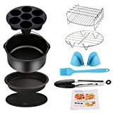 Air Fryer Accessories 9PCS for Gowise Gourmia Cozyna Ninja Air Fryer, Fit all 3.7QT - 5.8QT Power Deep Hot Air Fryer with 7 Inch Cake Barrel, Pizza Pan, Cupcake Pan, Oven Mitts, Skewer Rack,