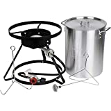 Brands Republic Propane Turkey Fryer with Cooking Stand, Gas Single Burner, Aluminum Pot, Hose, Probe Thermometer, and Poultry Hanging Accessories, Includes Cajun Injector