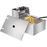 Comft Deep Fryer Commercial Fry Daddy with Basket, Stainless Steel Electric Countertop Large Capacity Kitchen Frying Machine for Turkey, French Fries (6L)