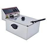 T-CAT Commercial Deep Fryer, Electric Countertop Fryer 6L with Handle Basket,Stainless Steel Kitchen Frying Machine Basket and Professional Heating Element for Restaurant Fast Food home 110V1300W