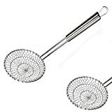 Kaixin Skimmer Spoon Fry Oil Mesh Strainer Spider Stainless Steel Asian Metal Large Fat Fish French Round Slotted Ladle Deep Wire Basket Fine Grease Stir For cooking With Long Handle Hot Pot-5 Inch