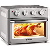 COSTWAY Toaster Oven Countertop, 7-in-1 Convection Oven with Air Fry, Bake, Broil, Toast, Dehydrate, Pizza, Warm Function, 1550W Air Fryer Toaster Oven with Timer, Temperature Control, 5 Accessories