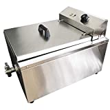 INTSUPERMAI 110V 2KW Electric Industrial Shallow Funnel Cake Deep Fryer Stainless Steel Single-cylinder with 2 Rings