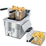 Duxtop Commercial Deep Fryer with Basket, Professional Induction Deep Fryer with Drain System 8.5QT/8L, 3000 Watts, Stainless Steel Easy to Clean for Restaurant Home Kitchen Food Cooking, 208-240V